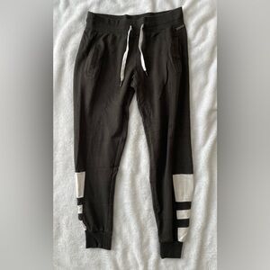 Brown Joggers with White Stripes